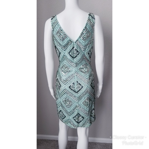 Aidan Mattox mint sequined and beaded dress NWT - Picture 2 of 3